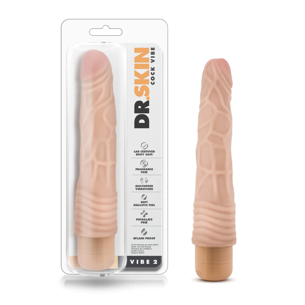 Dr. Skin Cock Vibe 2 Realistic Beige 9-Inch Long Vibrating Dildo