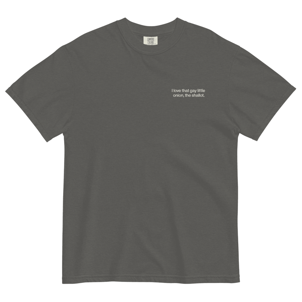 I love that gay little onion, the shallot. Embroidered T-Shirt