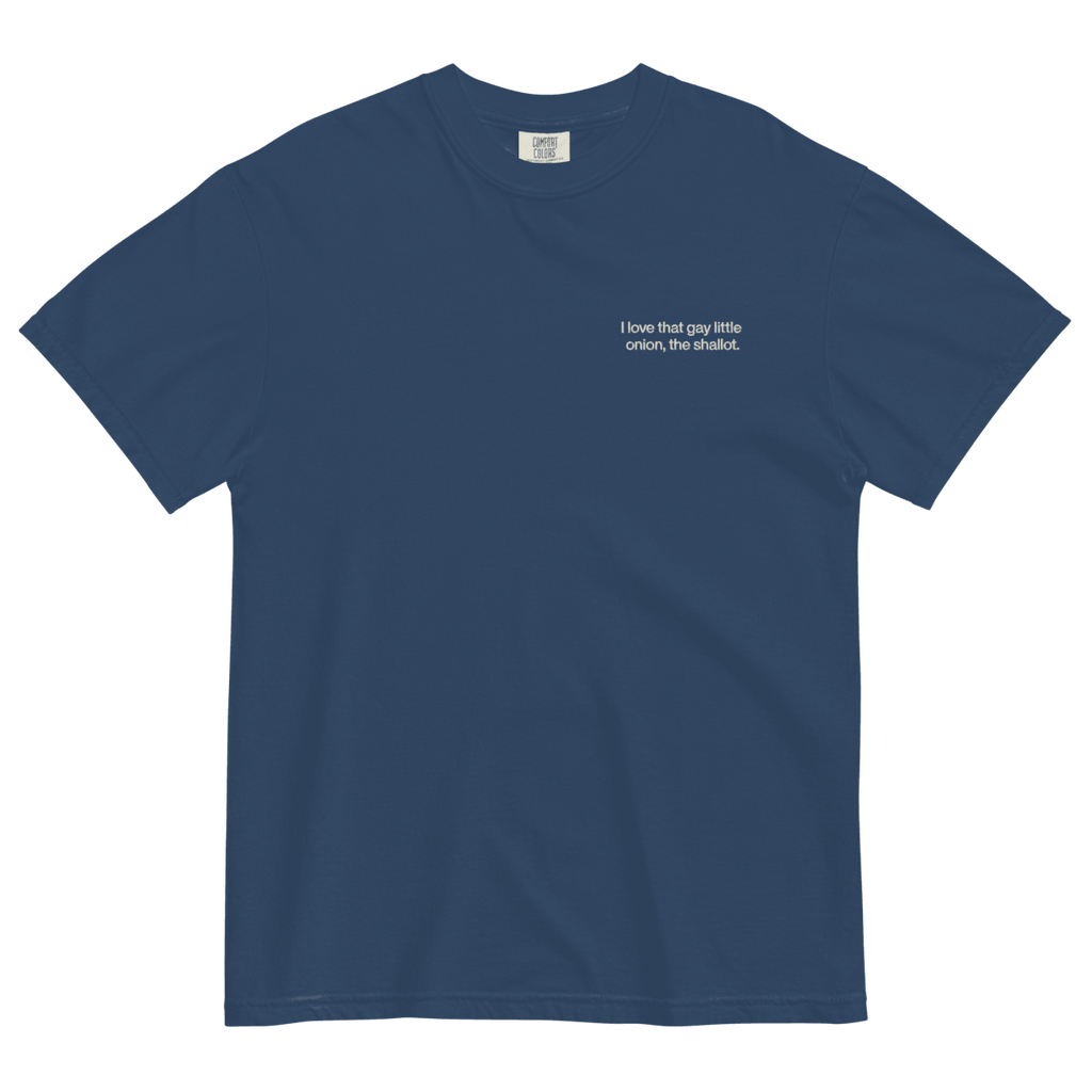 I love that gay little onion, the shallot. Embroidered T-Shirt