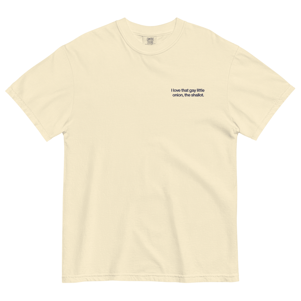 I love that gay little onion, the shallot. Embroidered T-Shirt