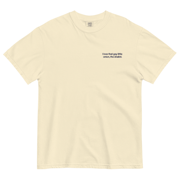 I love that gay little onion, the shallot. Embroidered T-Shirt