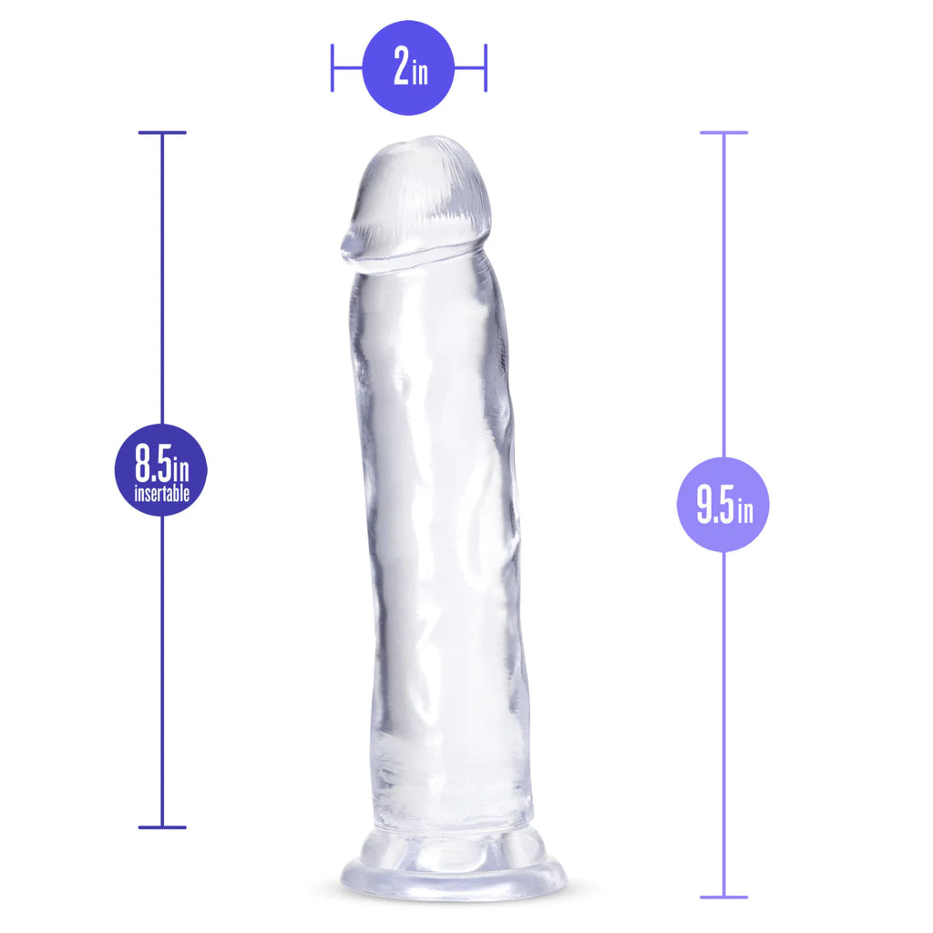 B Yours Plus Thrill N’ Drill Realistic Clear 9.5-Inch Long Dildo