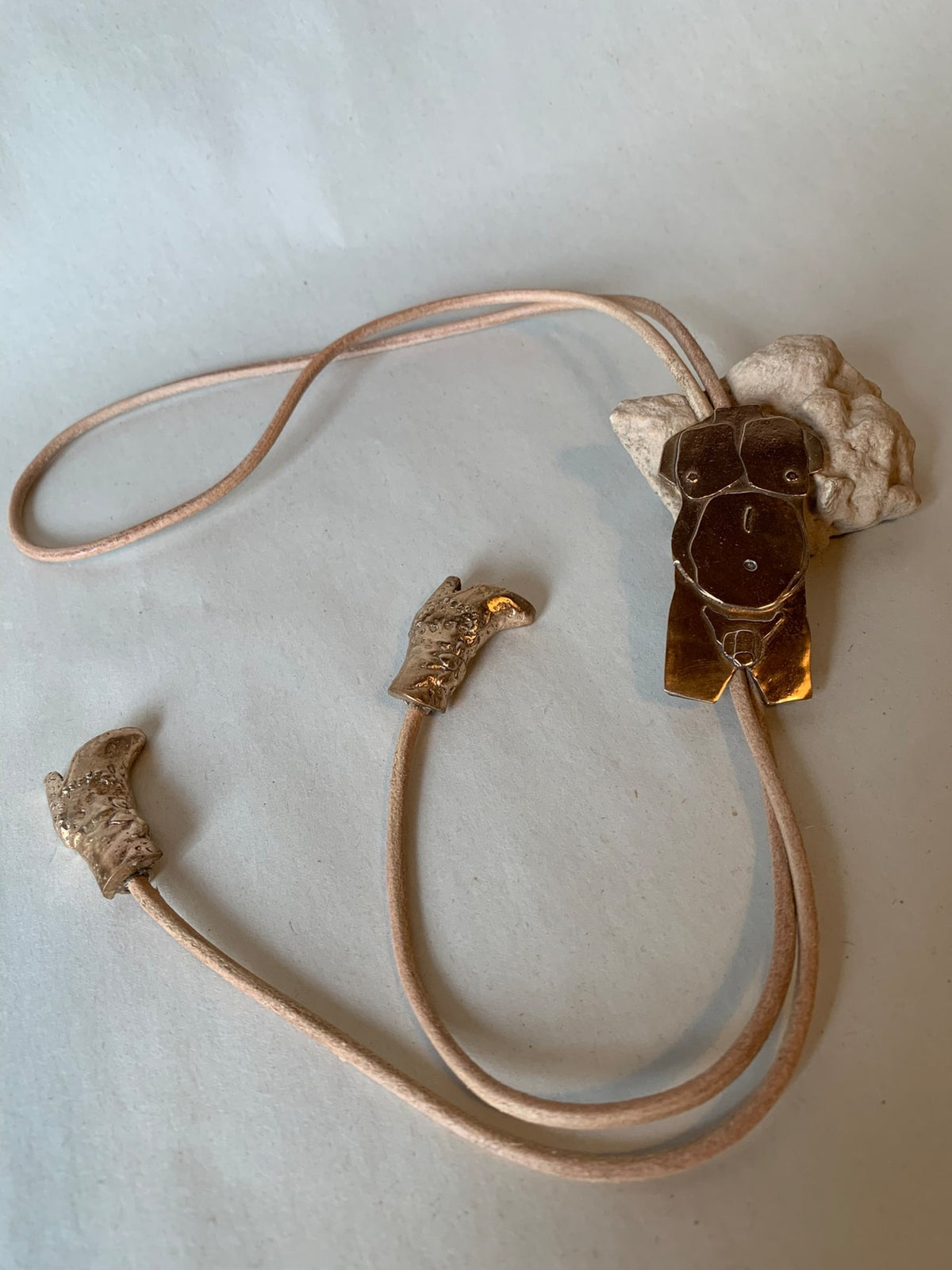 Bronze Bear body bolo tie by Gilty Boy