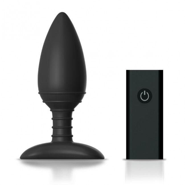 Nexus Ace Rechargeable Silicone Vibrating Butt Plug with Remote Control - Medium - Black
