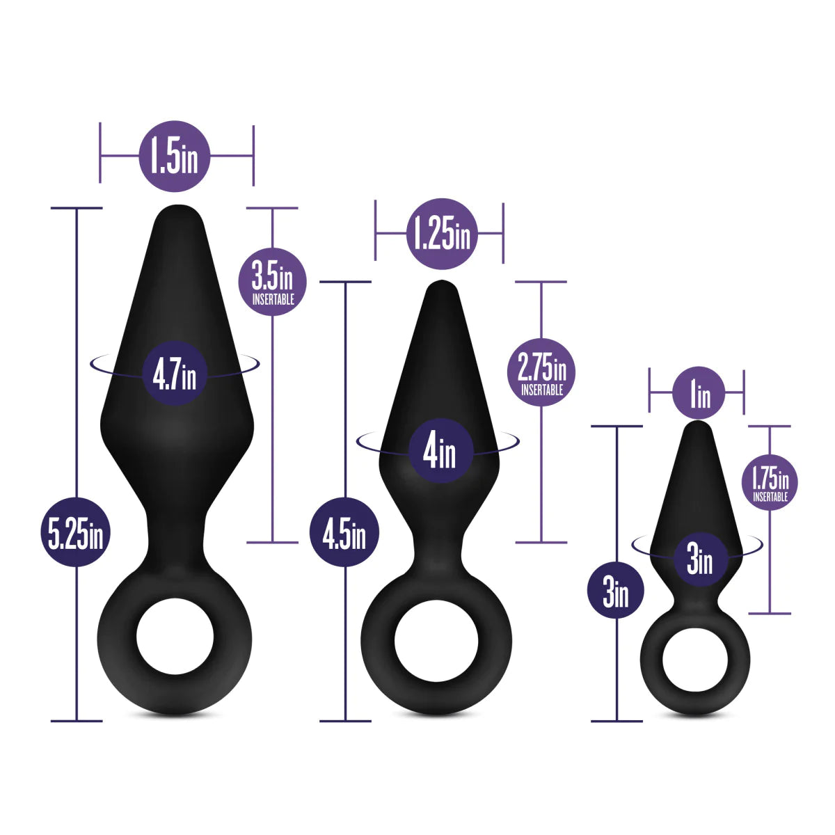 Luxe Night Rimmer Kit Black Anal Plug With Handle