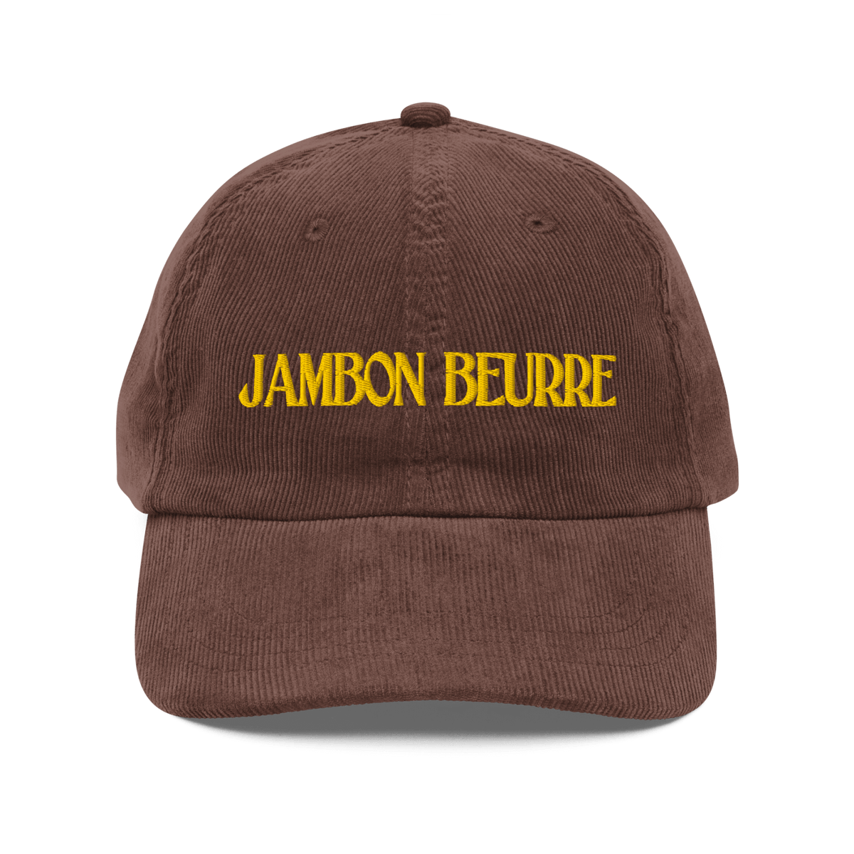 JAMBON BEURRE Embroidered Corduroy Hat - Brown