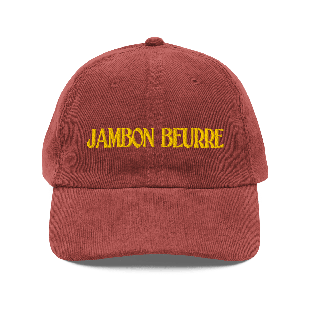 JAMBON BEURRE Embroidered Corduroy Hat - Burgundy