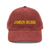 JAMBON BEURRE Embroidered Corduroy Hat - Burgundy