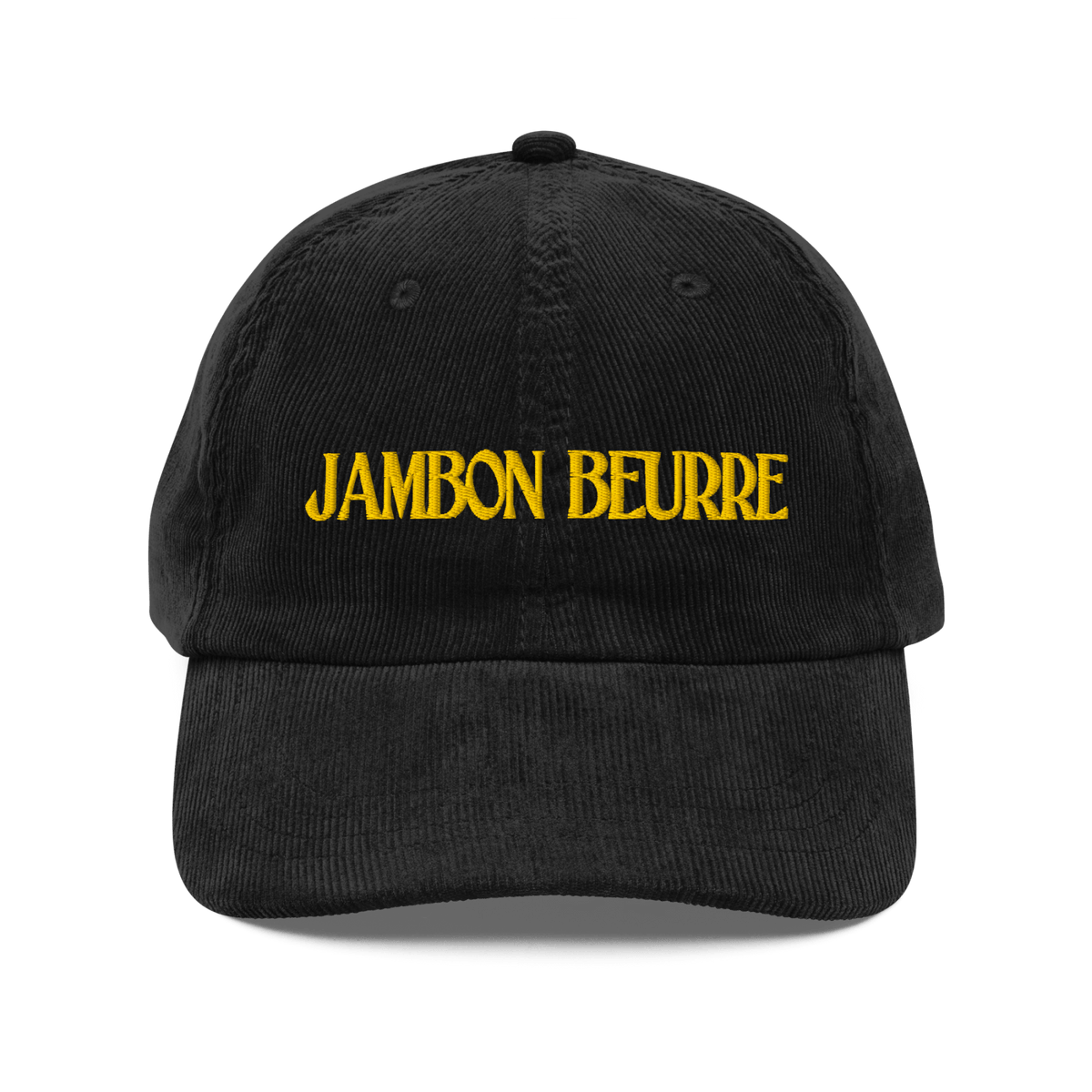 JAMBON BEURRE Embroidered Corduroy Hat - Black