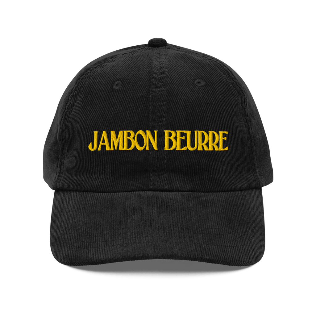 JAMBON BEURRE Embroidered Corduroy Hat - Black