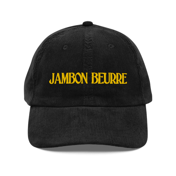 JAMBON BEURRE Embroidered Corduroy Hat - Black