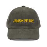 JAMBON BEURRE Embroidered Corduroy Hat - Olive