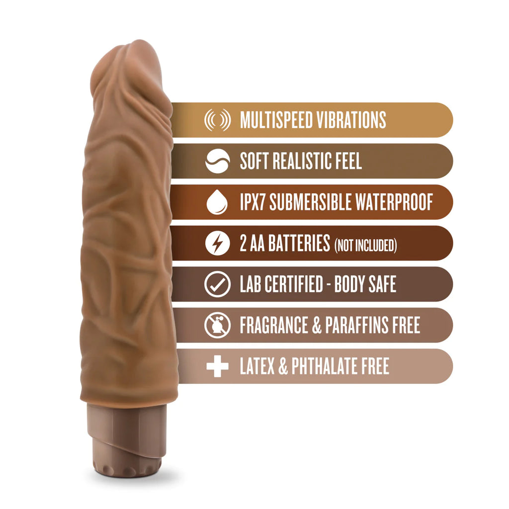 Dr. Skin Cock Vibe 10 Realistic Mocha 8.8-Inch Long Vibrating Dildo