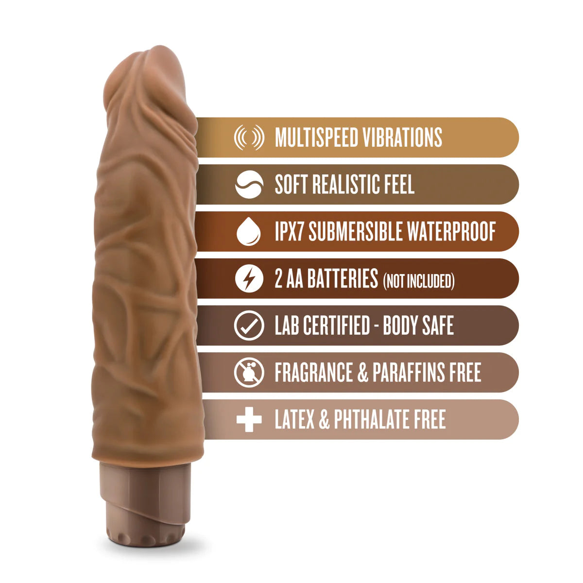 Dr. Skin Cock Vibe 10 Realistic Mocha 8.8-Inch Long Vibrating Dildo
