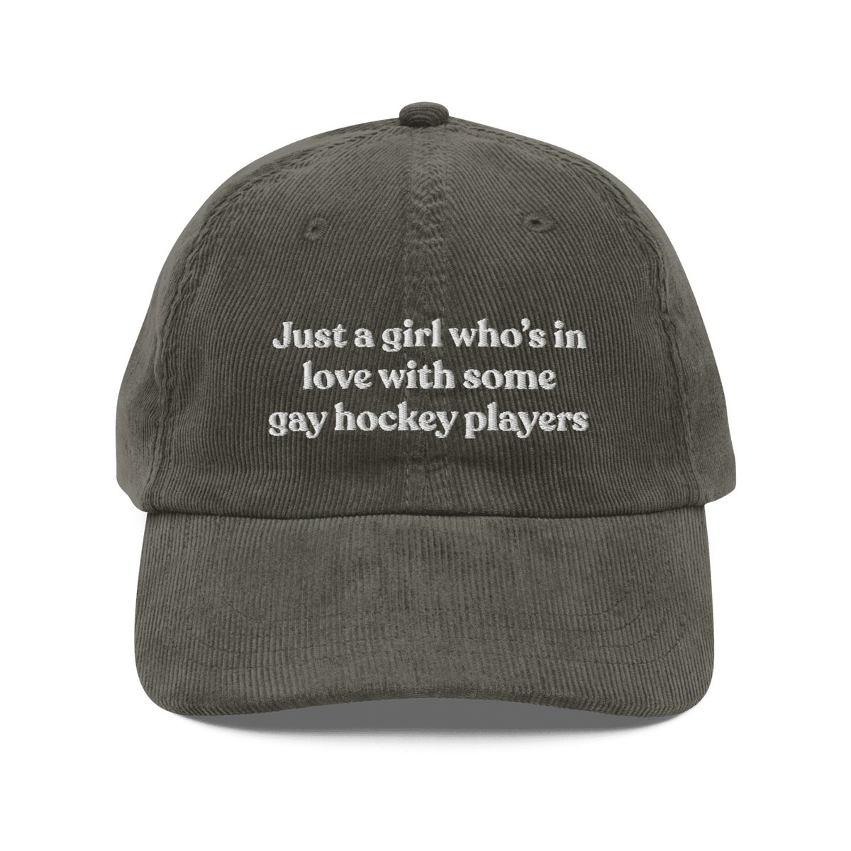Just a girl who's in love with some gay hockey players Embroidered Hat