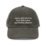Just a girl who's in love with some gay hockey players Embroidered Hat