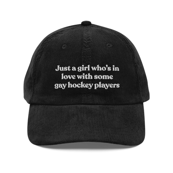 Just a girl who's in love with some gay hockey players Embroidered Hat