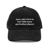 Just a girl who's in love with some gay hockey players Embroidered Hat