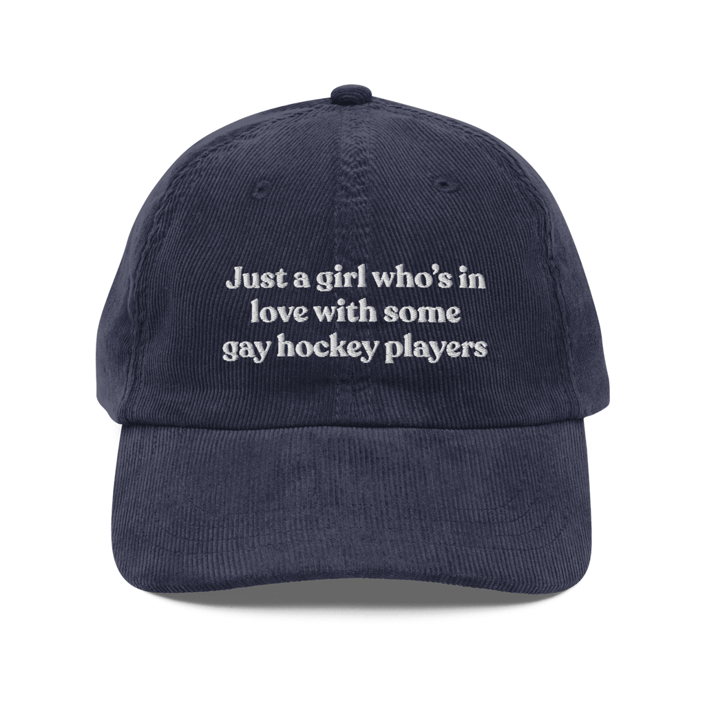 Just a girl who's in love with some gay hockey players Embroidered Hat