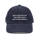 Just a girl who's in love with some gay hockey players Embroidered Hat