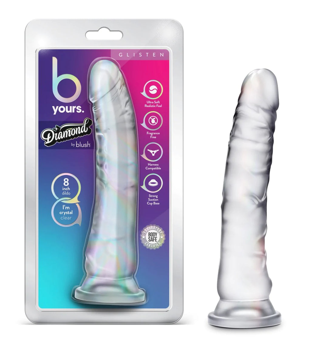 B Yours Diamond Glisten Realistic Clear 8.75-Inch Long Dildo