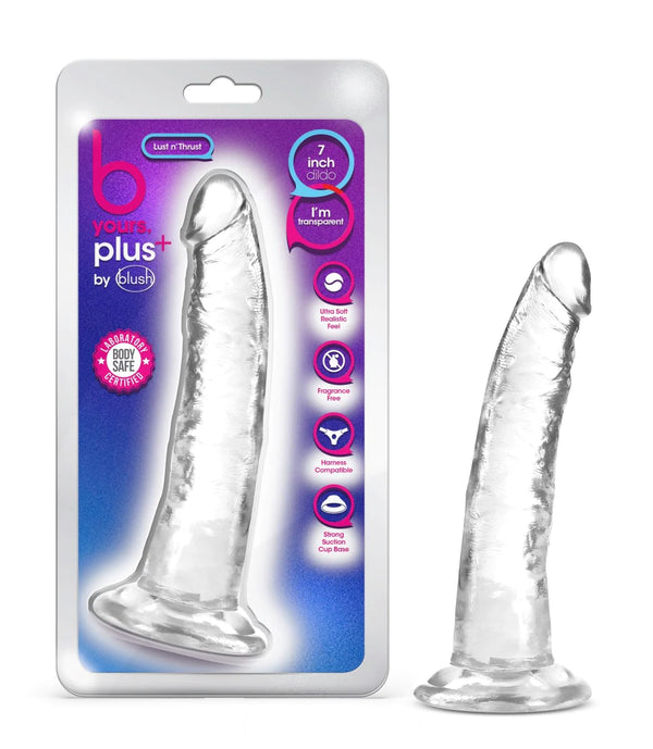 B Yours Plus Lust N’ Thrust Realistic Clear 7.5-Inch Long Dildo
