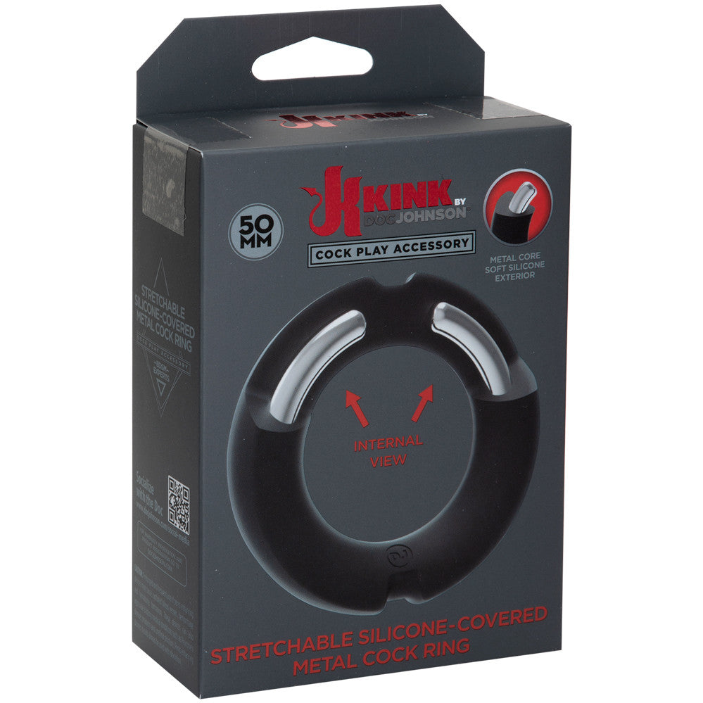Kink by Doc Johnson Silicone-Covered Stainless Steel Cock Ring 50mm