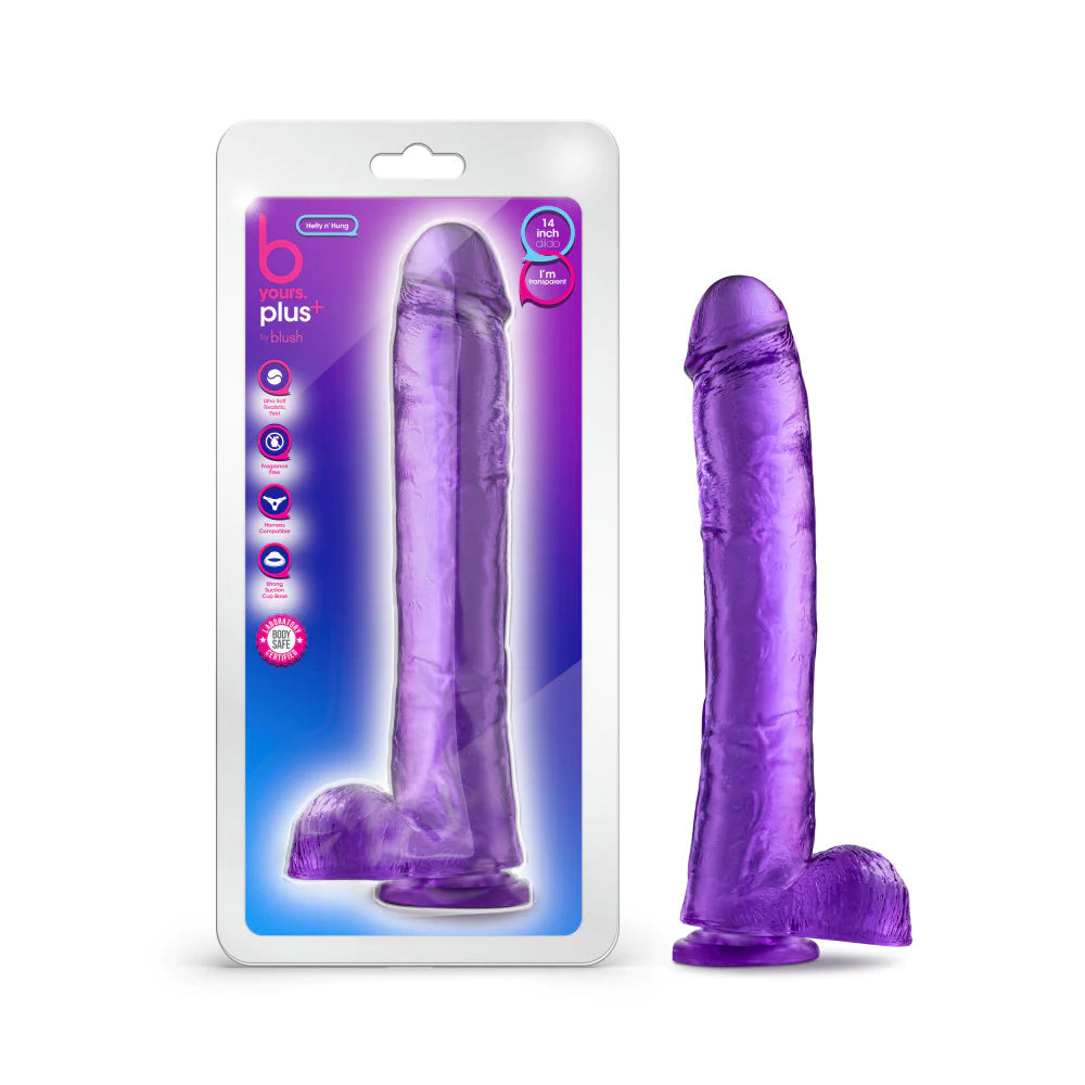 B Yours Plus Hefty N’ Hung Purple 14-Inch Long Dildo