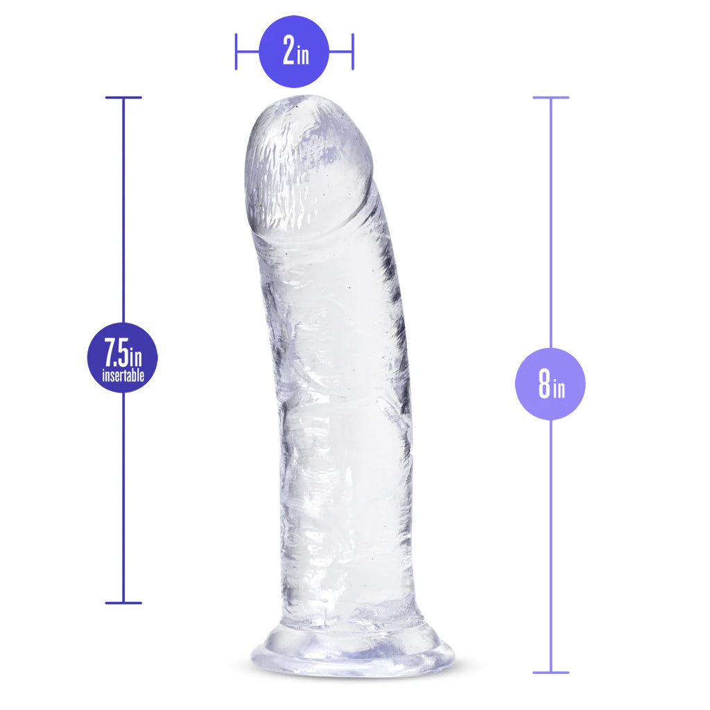 B Yours Plus Roar N’ Ride Realistic Clear 8-Inch Long Dildo