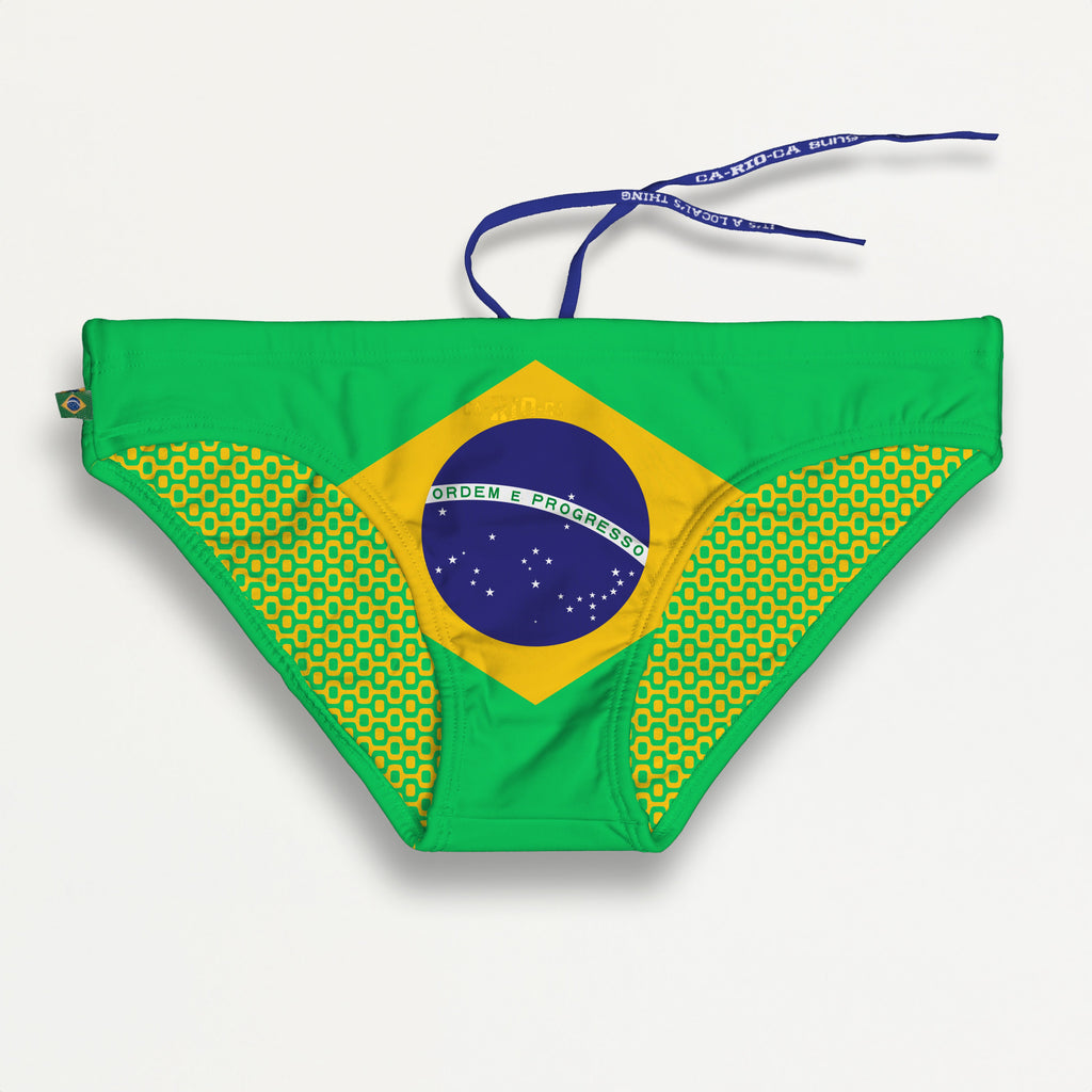 TEAM BRASIL 🇧🇷 FLAG SUNGA - Men's Designer Swimwear
