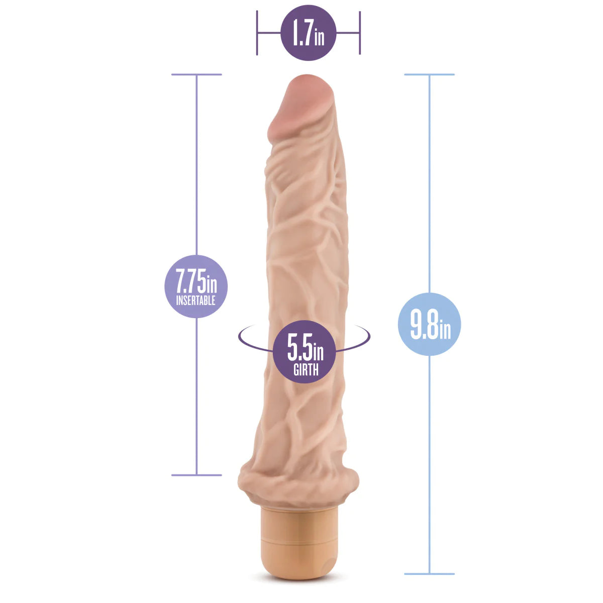Dr. Skin Cock Vibe 8 Realistic Beige 9.75-Inch Long Vibrating Dildo