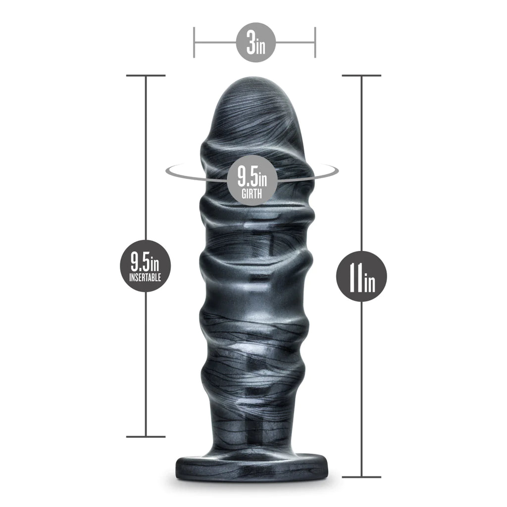 Jet Annihilator Carbon Metallic Black 11-Inch Anal Plug With Suction Cup Base