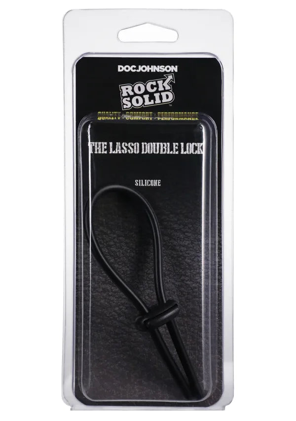 Rock Solid The Lasso Double Lock Adjustable Silicone Cock Tie - Black