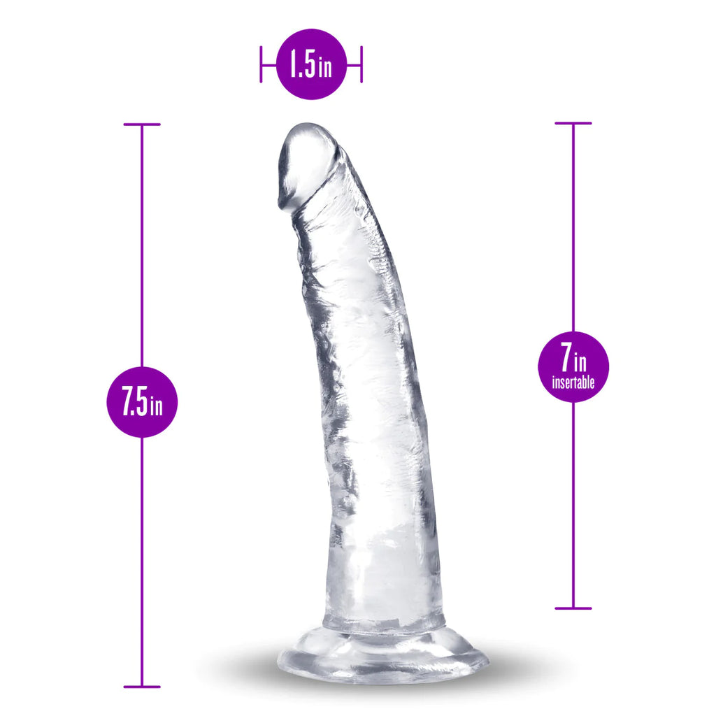B Yours Plus Lust N’ Thrust Realistic Clear 7.5-Inch Long Dildo