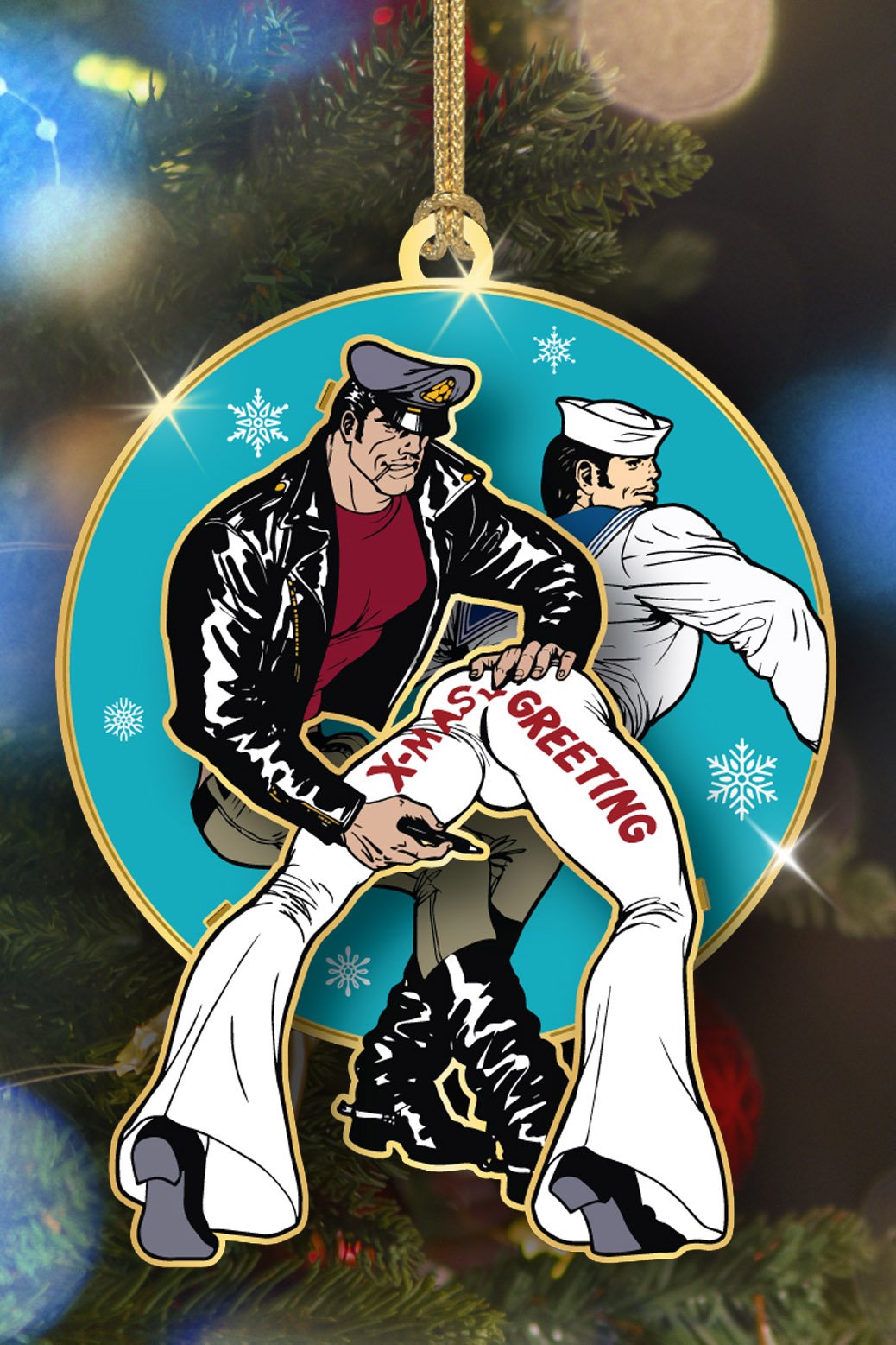 Tom of Finland Holiday 2026 Ornament on the tree