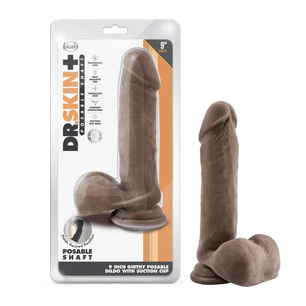 Dr. Skin Plus Realistic Chocolate 9-Inch Long Dildo