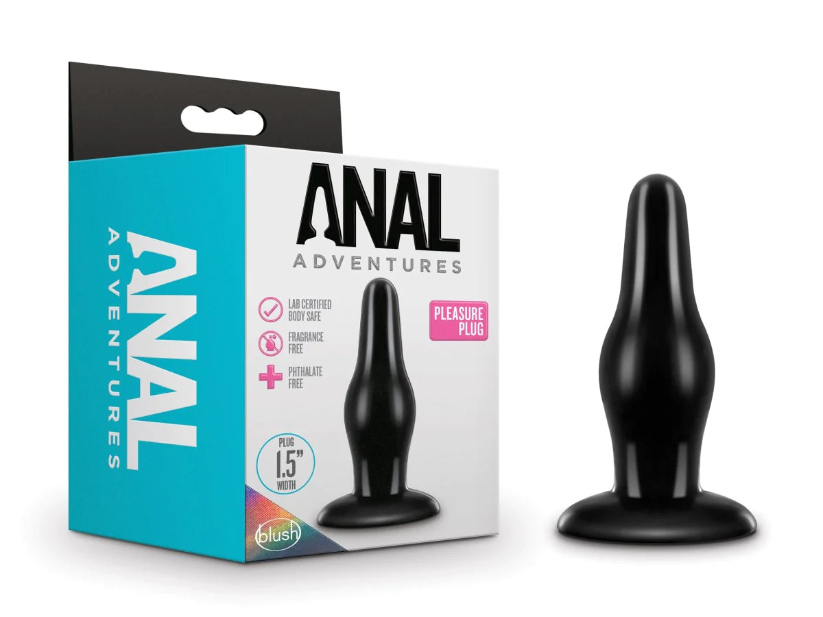 Anal Adventures Pleasure Black 4.25-Inch Anal Plug