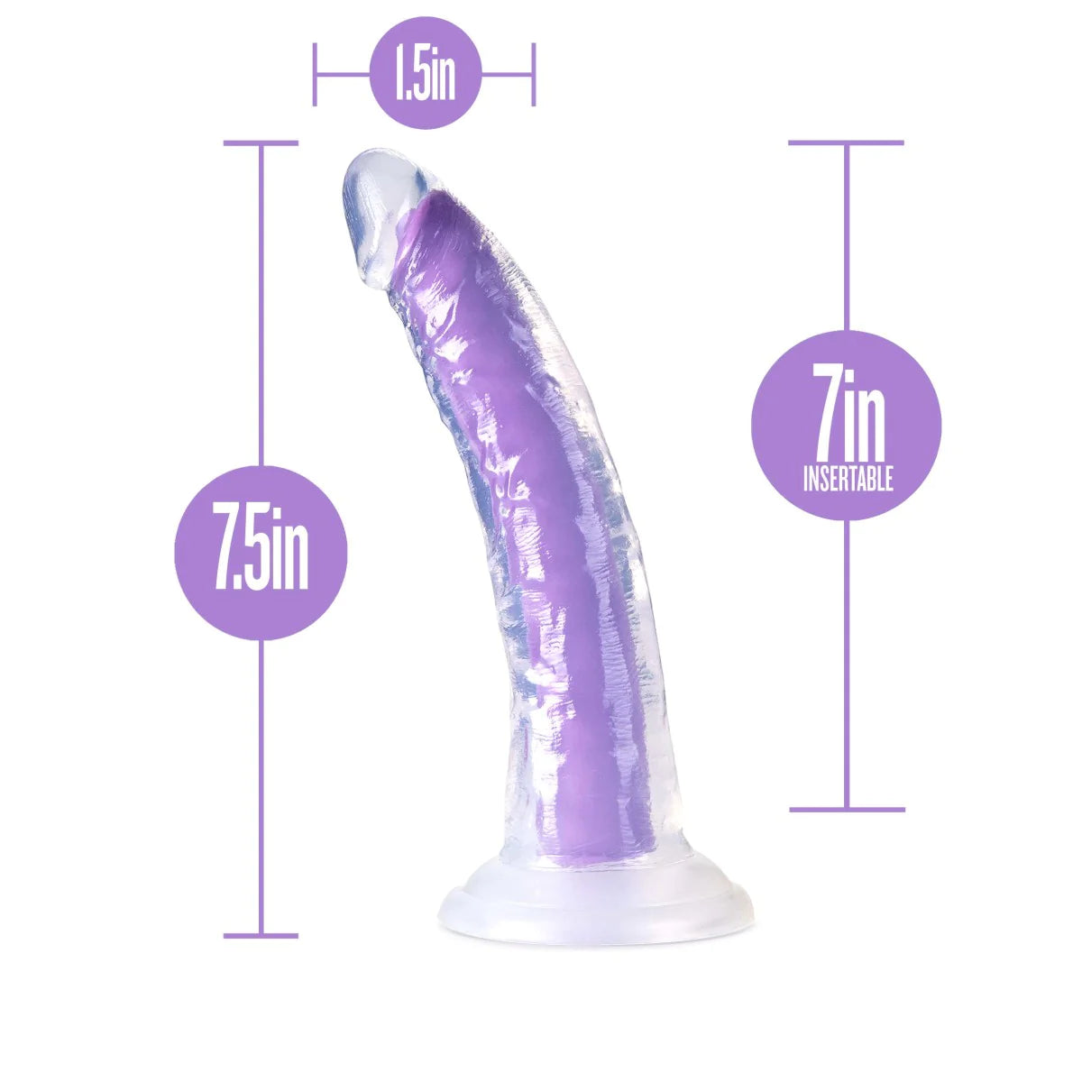 Neo Elite Glow In The Dark Neon Purple: 7.5-Inch Long Dildo