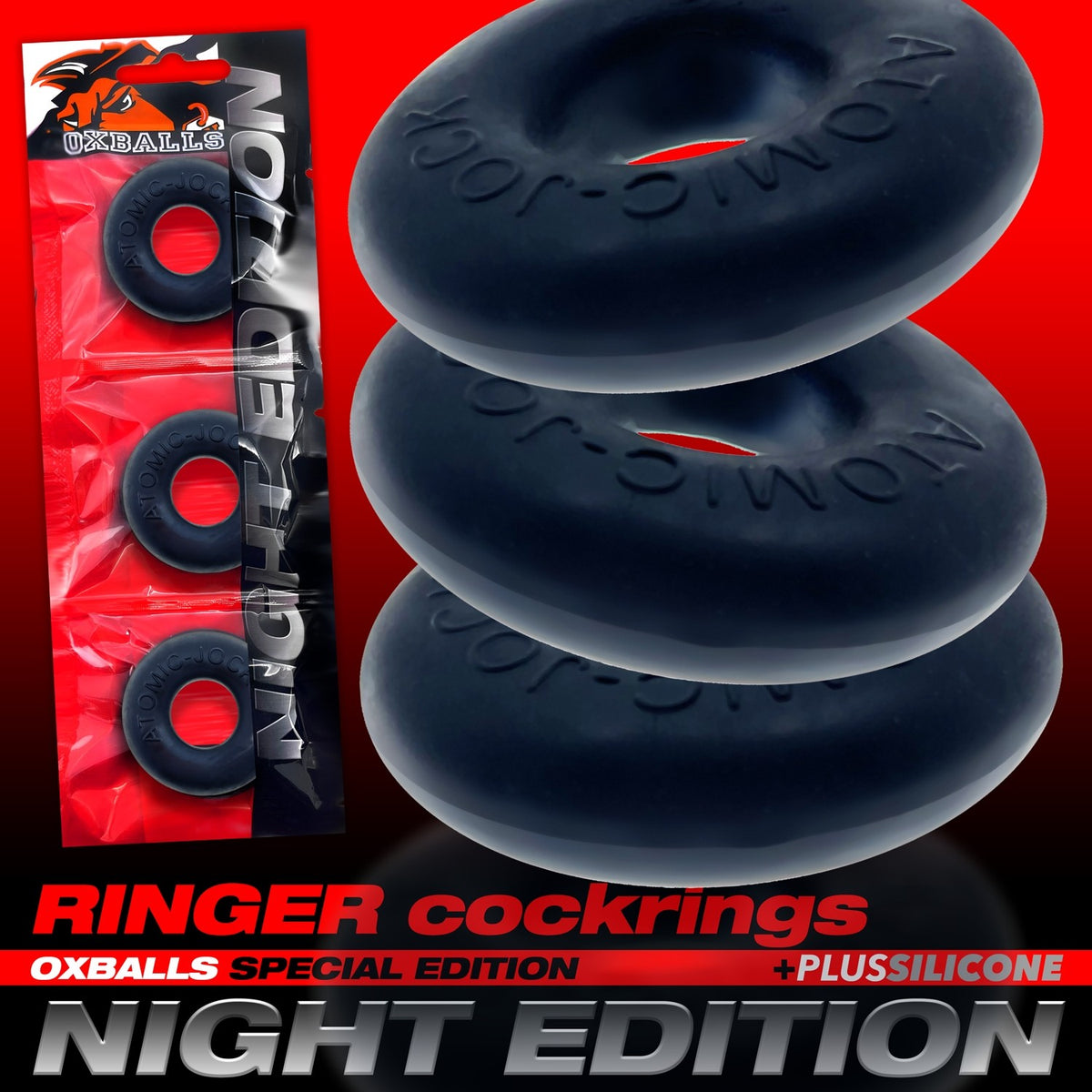 Oxballs Ringer Donut Cockring 3 Pack Night Edition