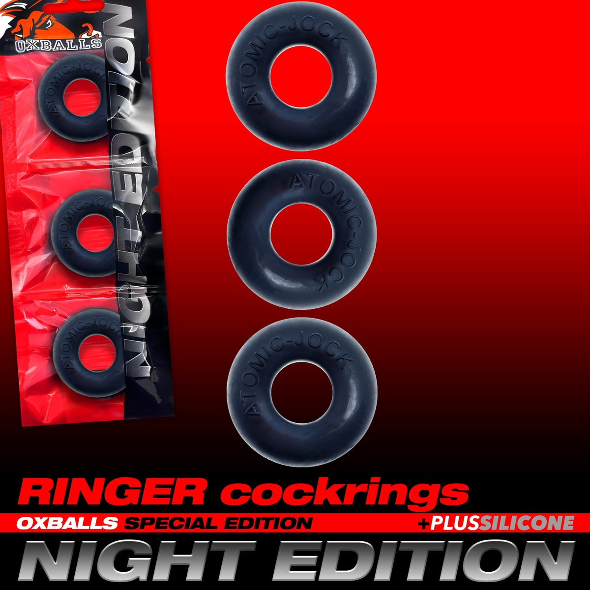 Oxballs Ringer Donut Cockring 3 Pack Night Edition