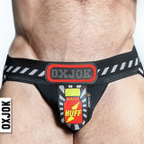 Oxballs Popper Jock 3D Rubber Huffer Jock - Black/Red