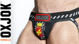 Oxballs Popper Jock 3D Rubber Huffer Jock - Black/Red