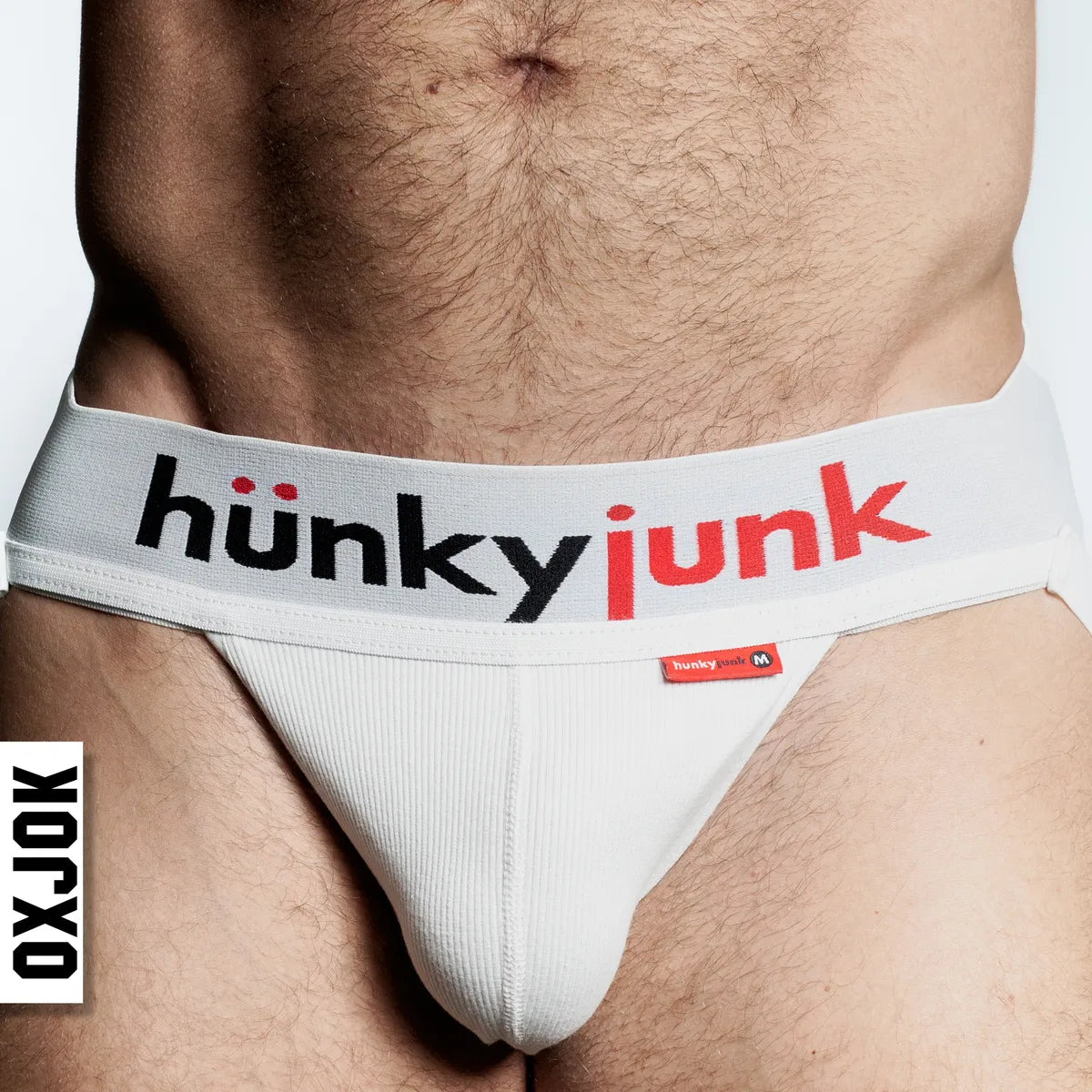 Hunky Junk Hunker Comfy Pouch Slider-Strap Jock - White Snow