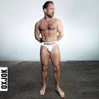 Hunky Junk Hunker Comfy Pouch Slider-Strap Jock - White Snow