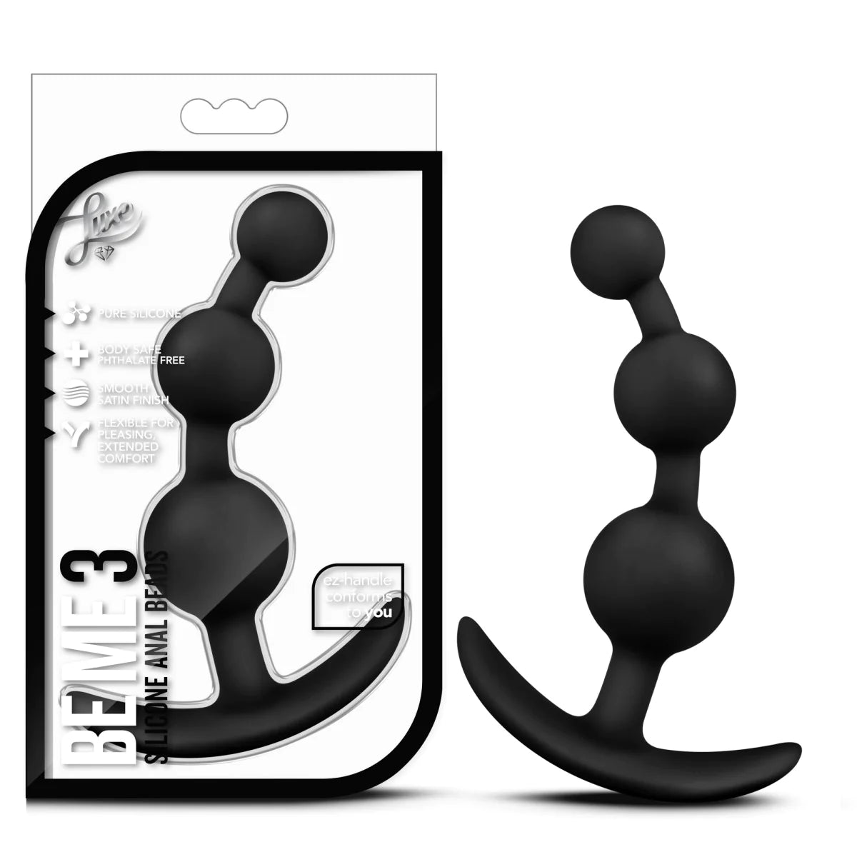 Luxe Be Me 3 Black 5.25-Inch Anal Plug With Handle