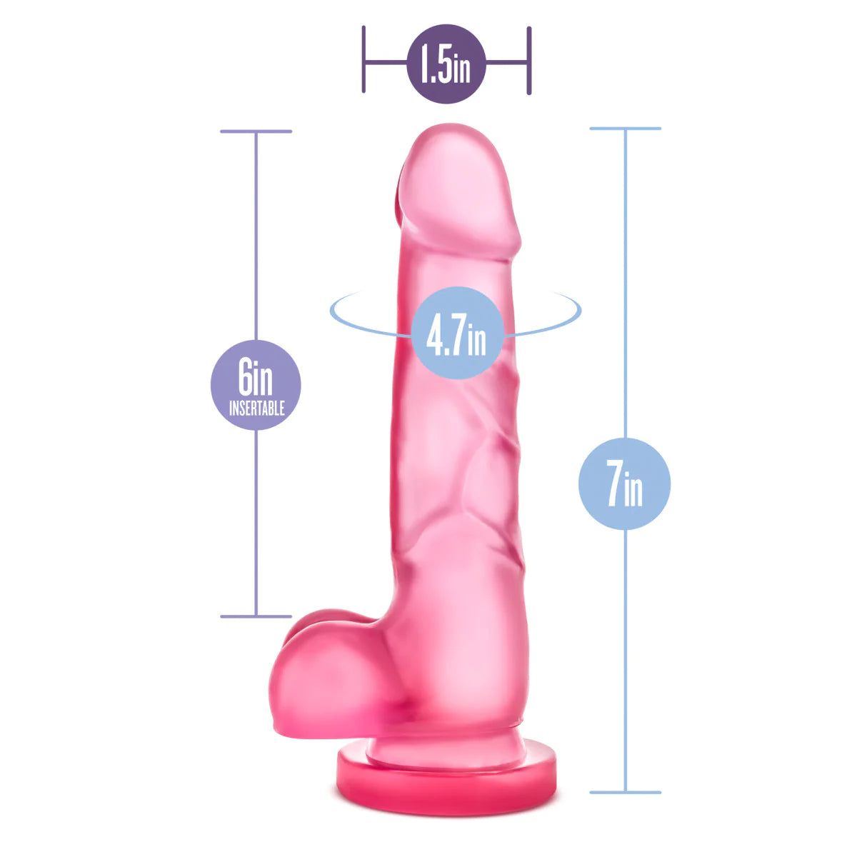 B Yours Sweet N' Hard 4 Realistic Pink 7.75-Inch Long Dildo