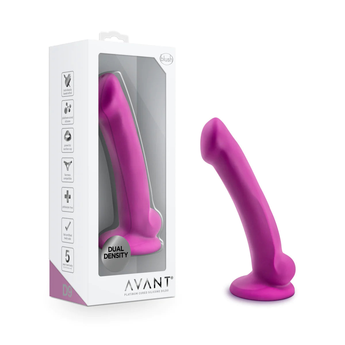Avant Ergo Mini Violet D9 Artisan 7 Inch Thin Dildo with Suction Cup Base