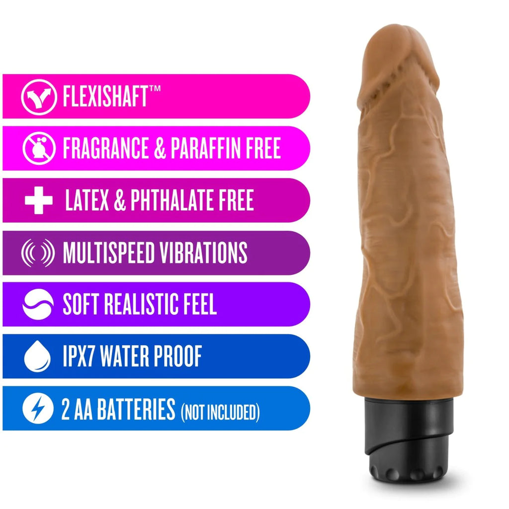 Dr. Skin Cock Vibe 14 Realistic Mocha 8-Inch Long Vibrating Dildo
