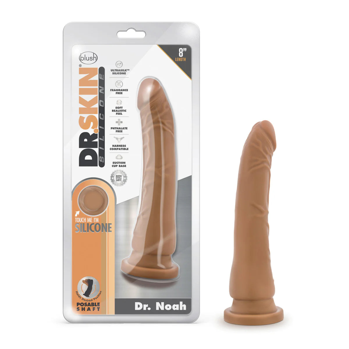Dr. Skin Silicone Dr. Noah Realistic Mocha 8.5-Inch Long Dildo