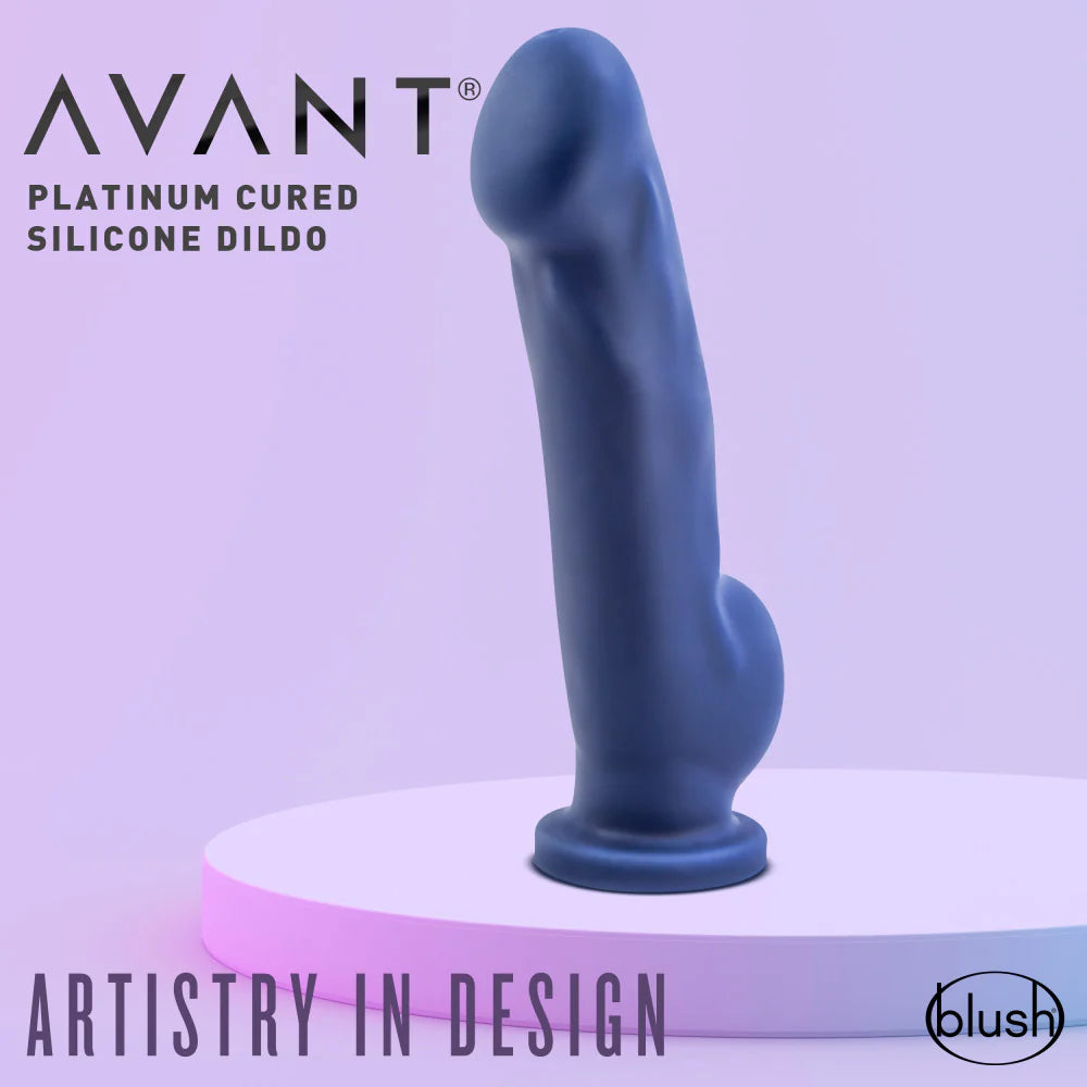 Avant Ergo Indigo D8: Artisan 7 Inch Dildo with Suction Cup Base